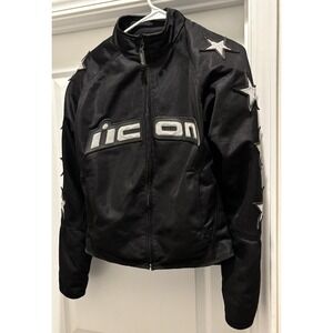 Icon Hooligan 54 Jacket Men's Medium Black Motorcycle Riding Jacket Stars M